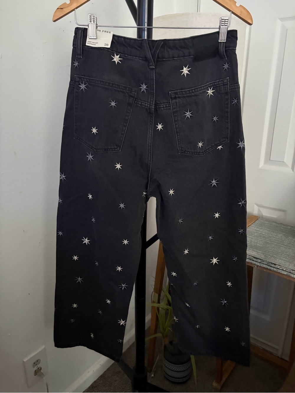 NWT FREE PEOPLE WE THE FREE Deep Trance Shine Embroidered Dropped Boyfriend Jean - Picture 14 of 14